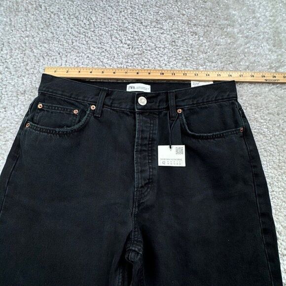 Zara New Straight Fit Black Jean Button Fly 10 NEW - Picture 11 of 14
